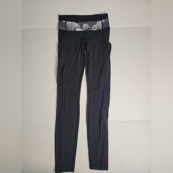 Lululemon Leggings Sz 4 Dide Pockets Full Length Polka Dots Waist - Picture 2 of 12